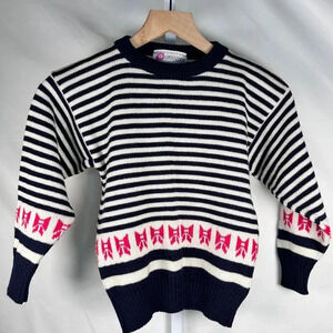 2/$30 Pitlochry of Scotland 30ins/76cms Kids Sweater Bow Stripes Preppy Wool